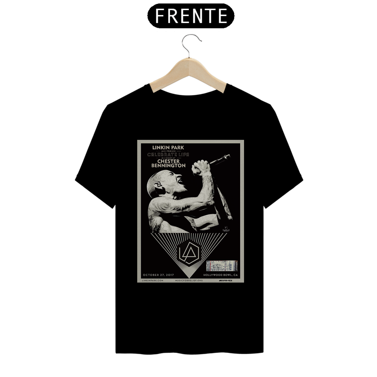 Camiseta Linkin Park Show de2017 pela vida em homenagem ao Chester com seu ingresso original - ANTES DE COMPRAR VEJA TABELA DE MEDIDAS ABAIXO DO BOTÃO COMPRAR, POIS TROCA POR ERRO DE TAMANHO É DE RESPONSABILIDADE SUA E GERA CUSTO PRA VOCÊ