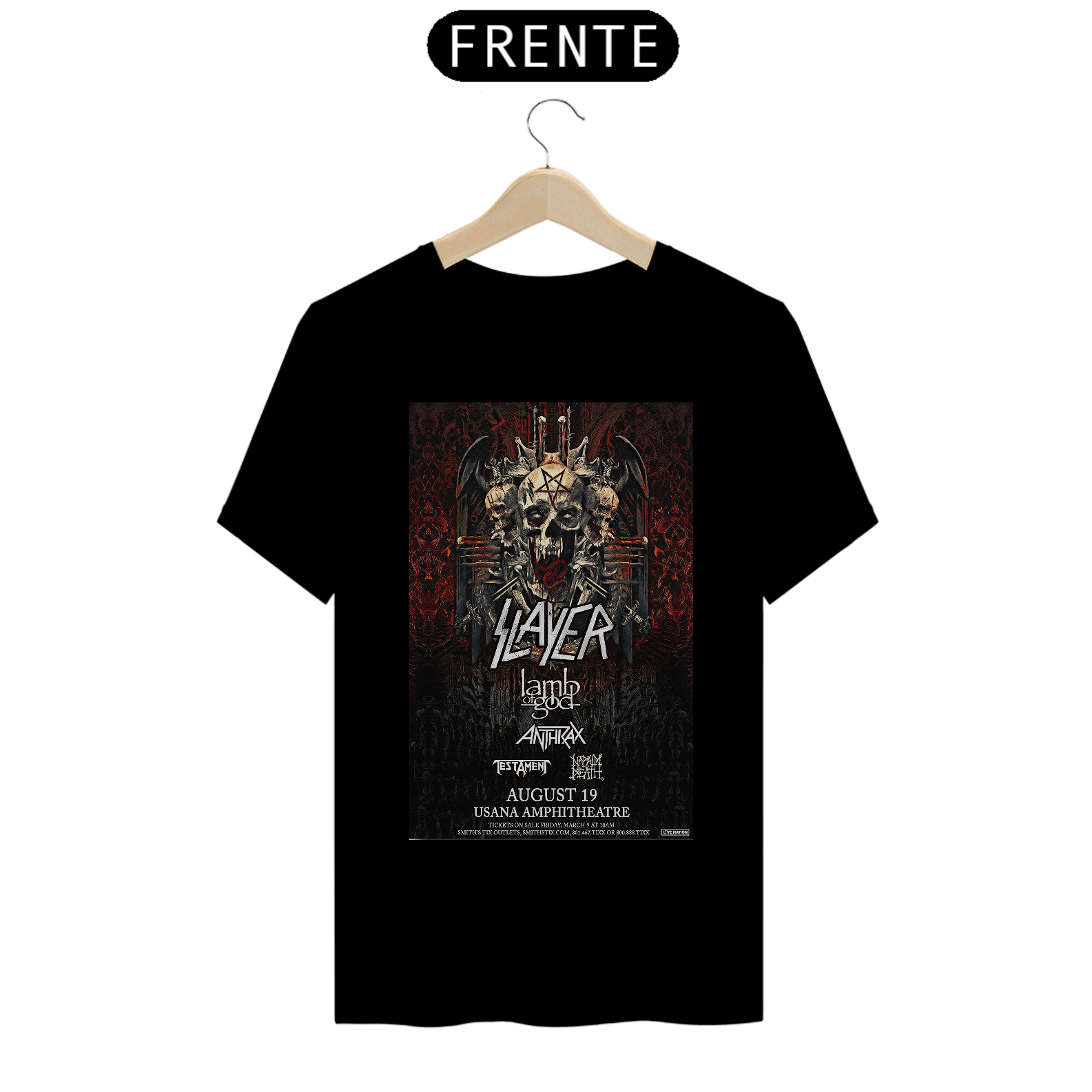 Camiseta Slayer da Turnê de despedida da banda em 2018 - ANTES DE COMPRAR VEJA TABELA DE MEDIDAS ABAIXO DO BOTÃO COMPRAR, POIS TROCA POR ERRO DE TAMANHO É DE RESPONSABILIDADE SUA E GERA CUSTO PRA VOCÊ