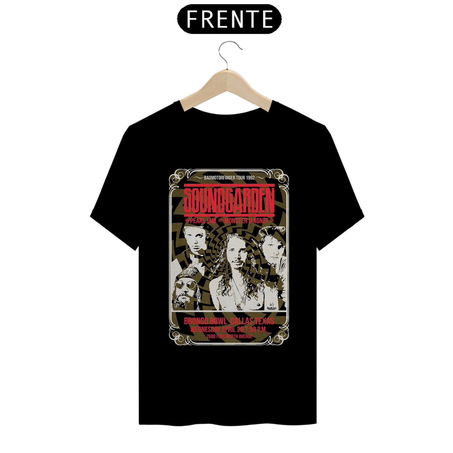 Camiseta Soundgarden Turnê de 1992 - ANTES DE COMPRAR VEJA TABELA DE MEDIDAS ABAIXO DO BOTÃO COMPRAR, POIS TROCA POR ERRO DE TAMANHO É DE RESPONSABILIDADE SUA E GERA CUSTO PRA VOCÊ
