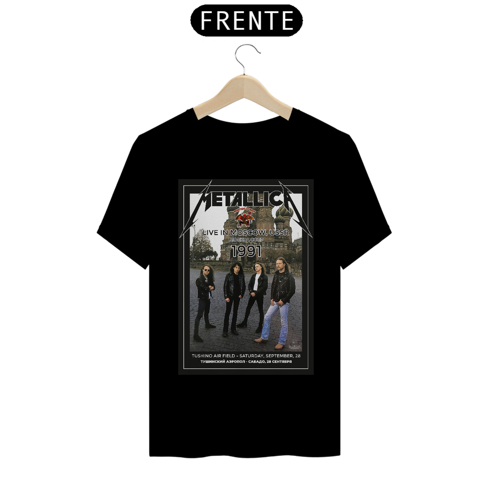Camiseta Metallica Show Épico em Moscou  para 1,6mi de pessoas - ANTES DE COMPRAR VEJA TABELA DE MEDIDAS ABAIXO DO BOTÃO COMPRAR, POIS TROCA POR ERRO DE TAMANHO É DE RESPONSABILIDADE SUA E GERA CUSTO PRA VOCÊ