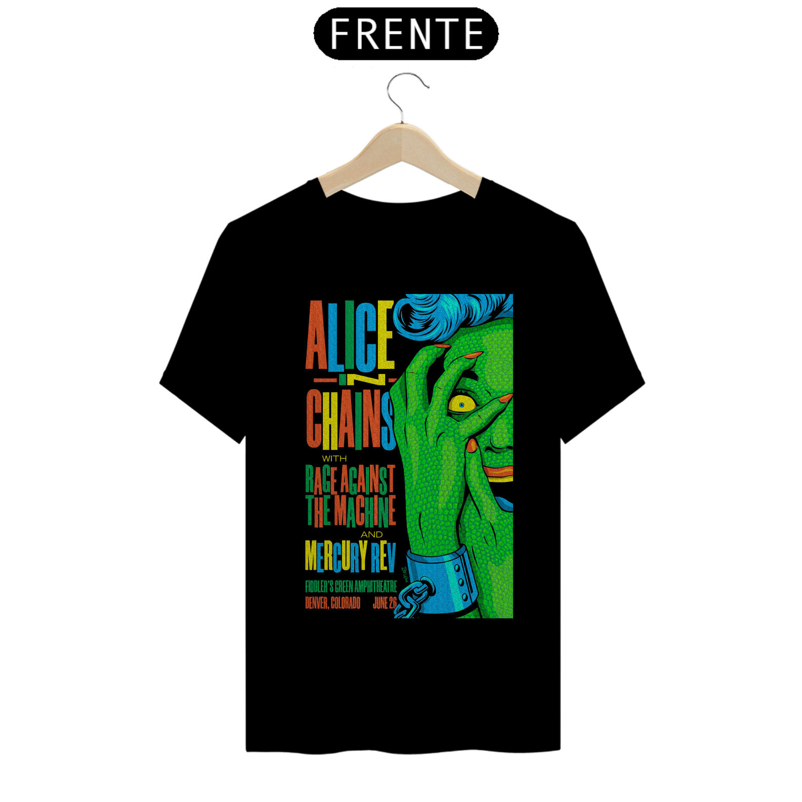 Camiseta Alice In Chains Show de 1993 com abertura do Reage Against - ANTES DE COMPRAR VEJA TABELA DE MEDIDAS ABAIXO DO BOTÃO COMPRAR, POIS TROCA POR ERRO DE TAMANHO É DE RESPONSABILIDADE SUA E GERA CUSTO PRA VOCÊ