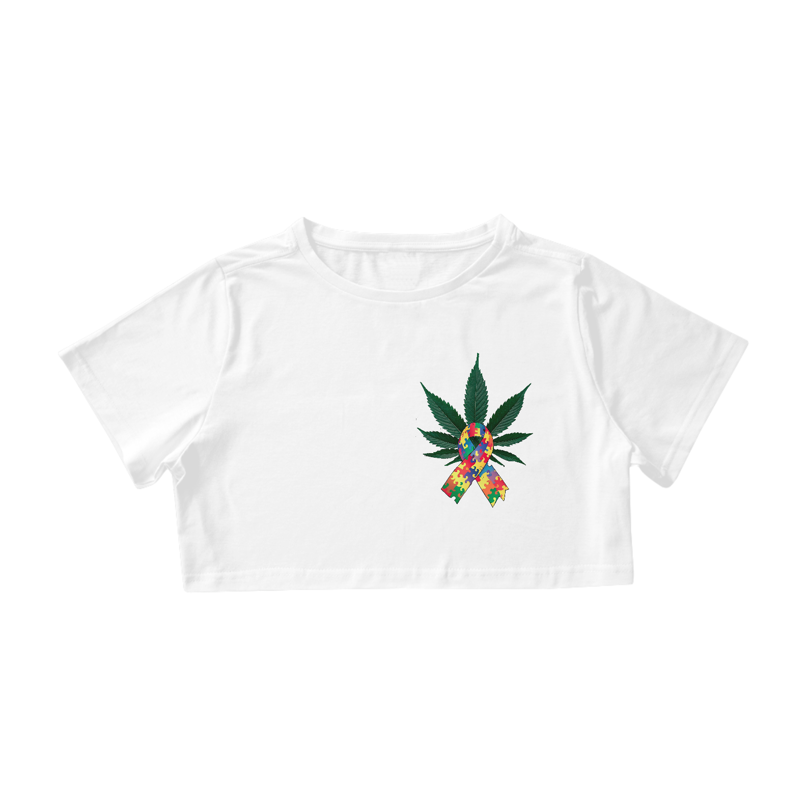 Camiseta Croped feminina Autismo & Cannabis