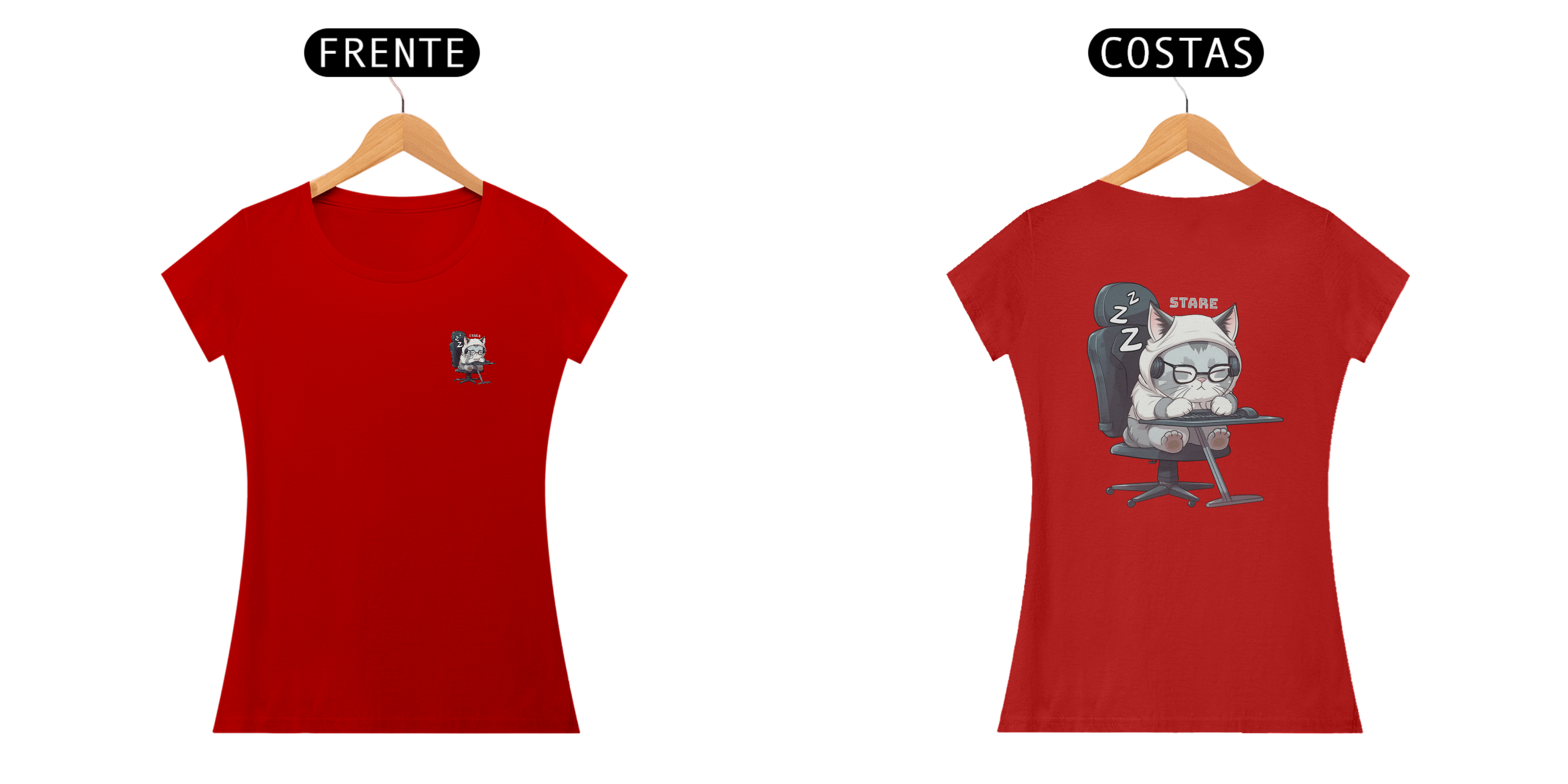 Camiseta Baby Look Gato Gamer  A Stare