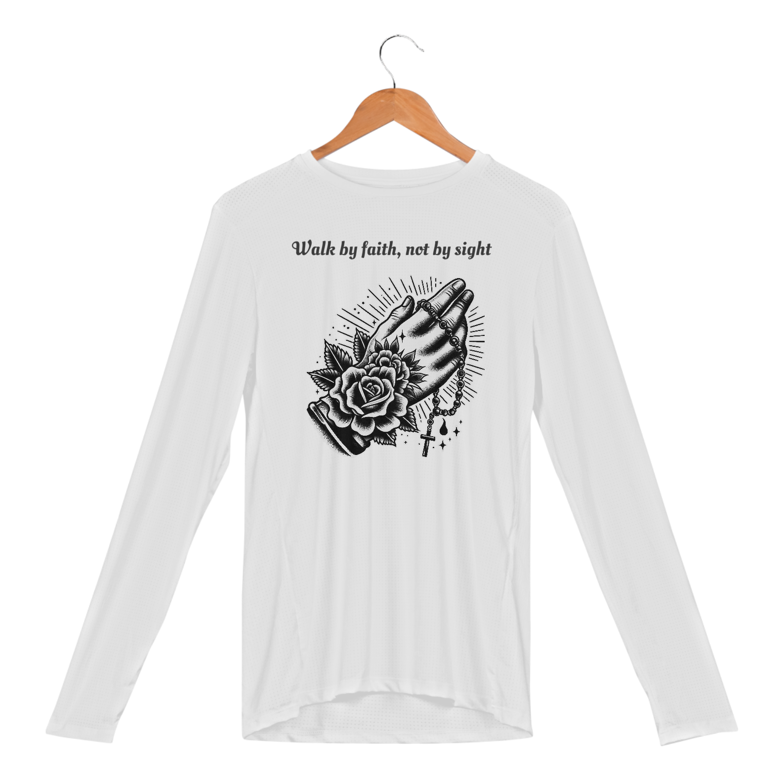 Camiseta manga longa UV mãos orando