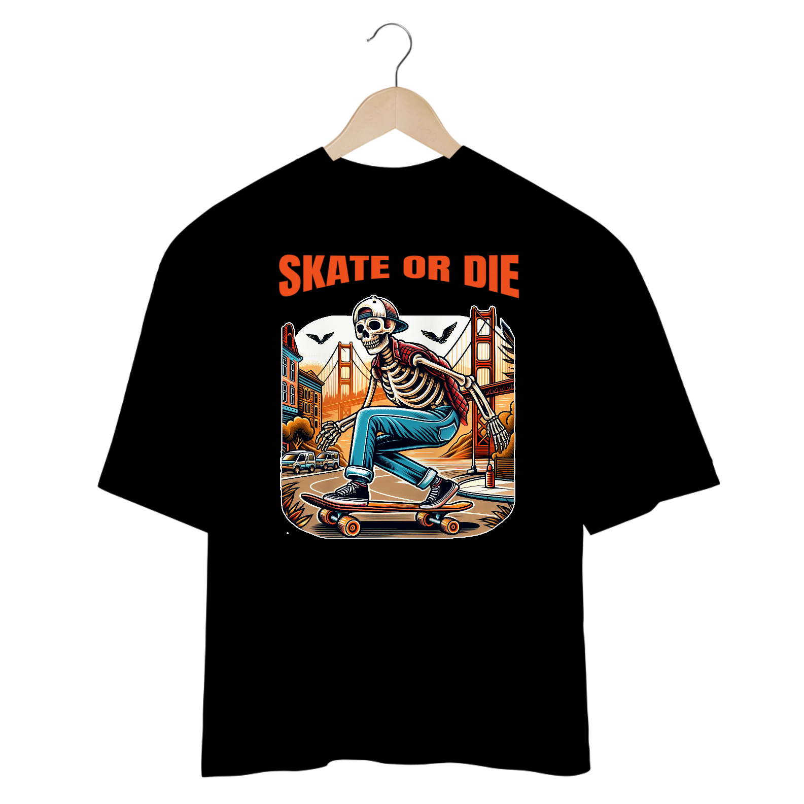 Camiseta Oversized Skate Skull