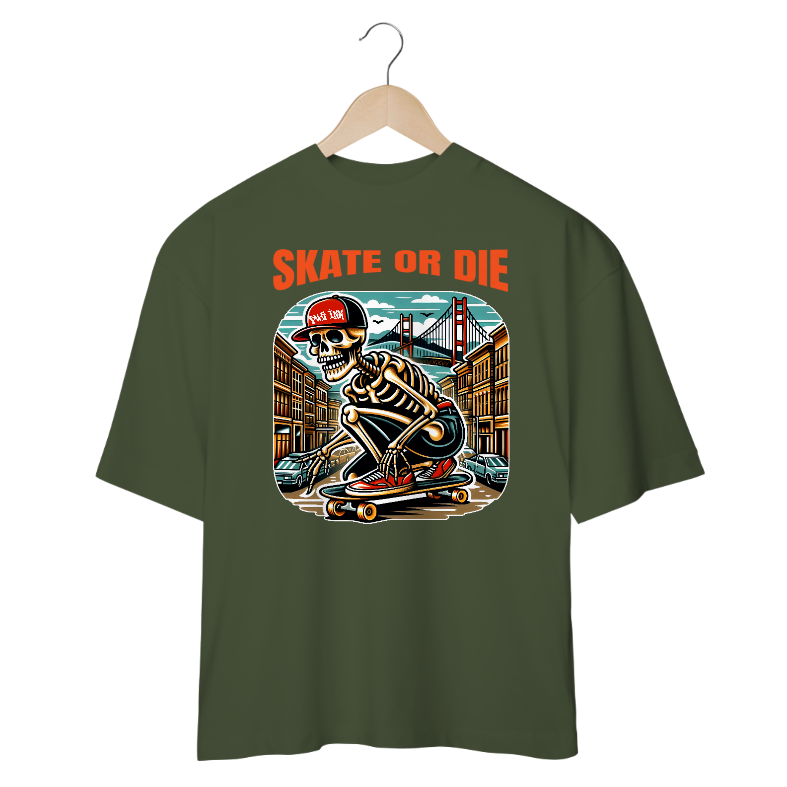 Camiseta Oversized Skate Skull