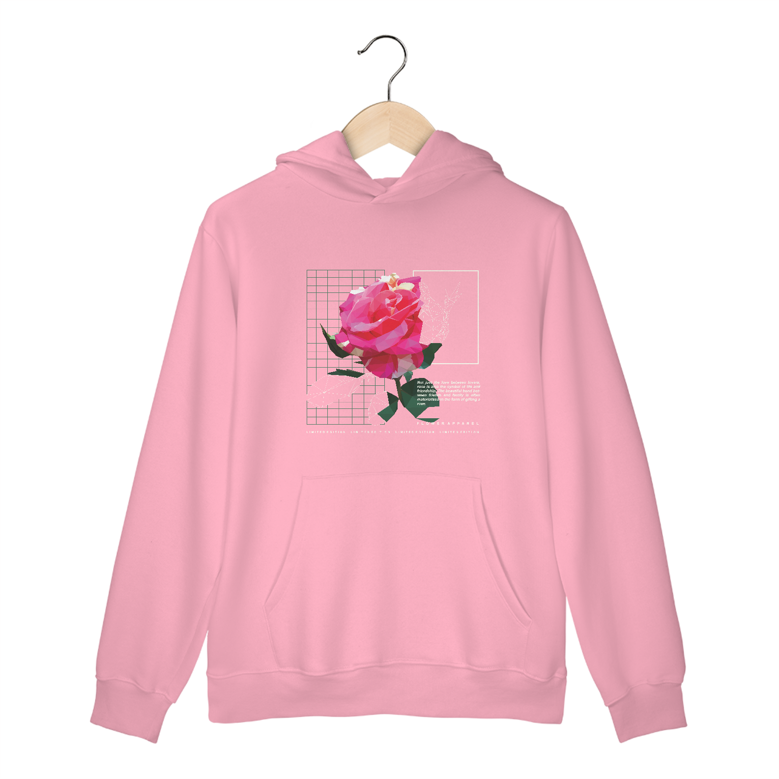 Moletom Canguru Rosa Geométrica