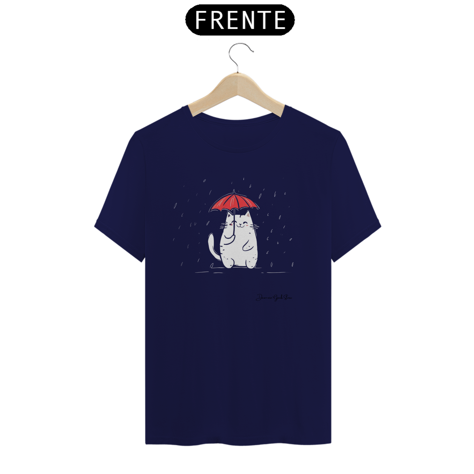 Camiseta gatando na chuva