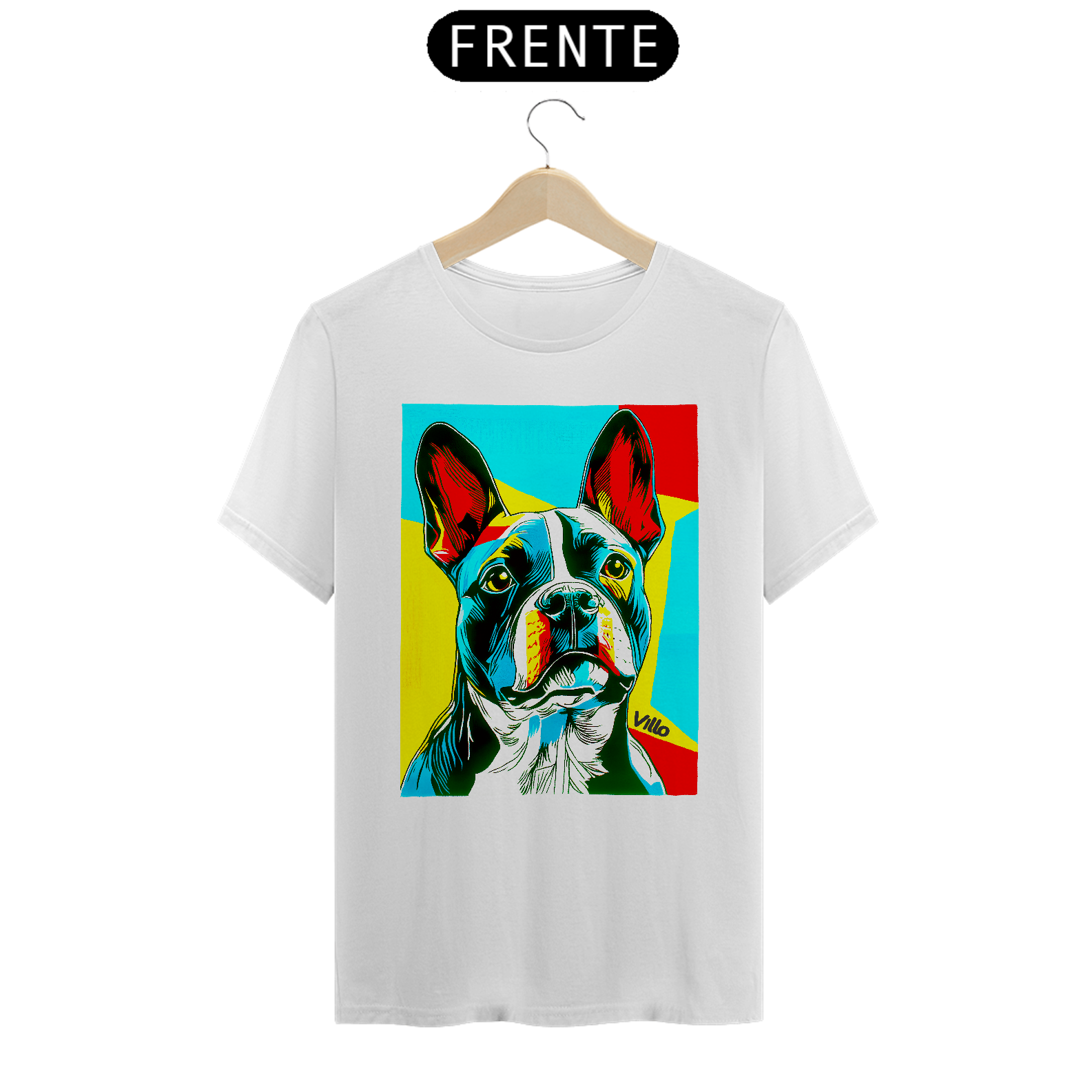 Camiseta Confort Bulldog Frânces Pop Art
