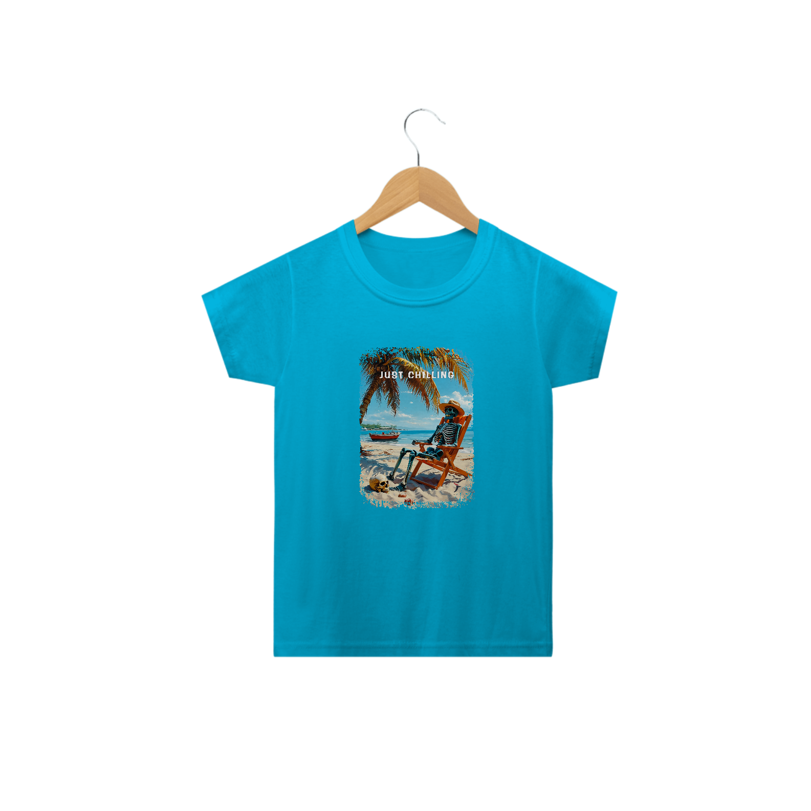 Camiseta Infantil Caveira Just Chilling - Modelo 1