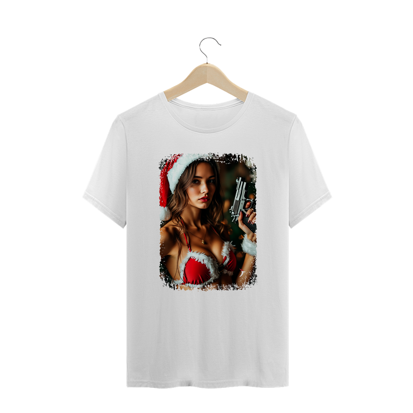 Camiseta Plus Size Natal Modelo 2 - Mamãe Noel Armada