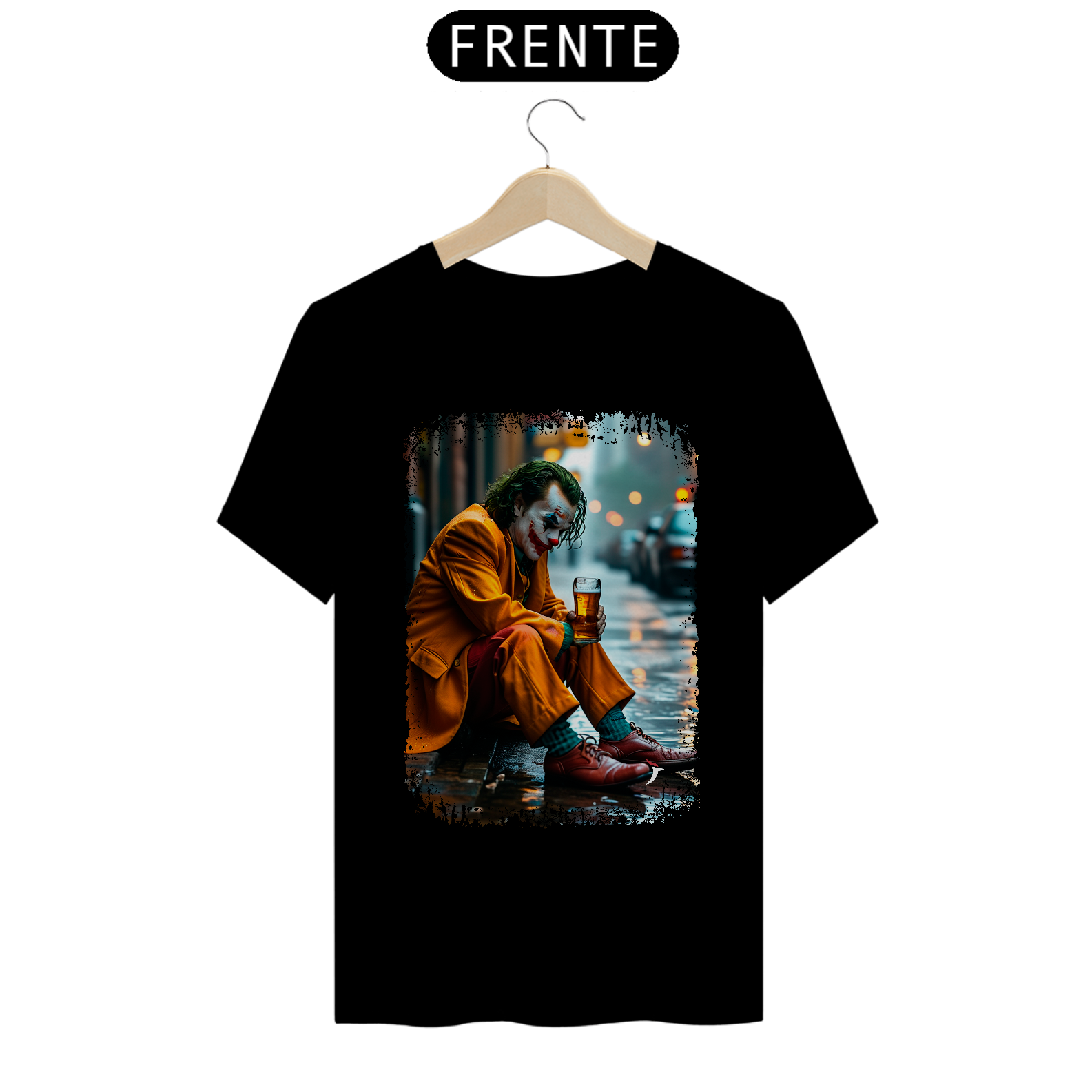 Camiseta Coringa Bebendo Cerveja - Modelo 1