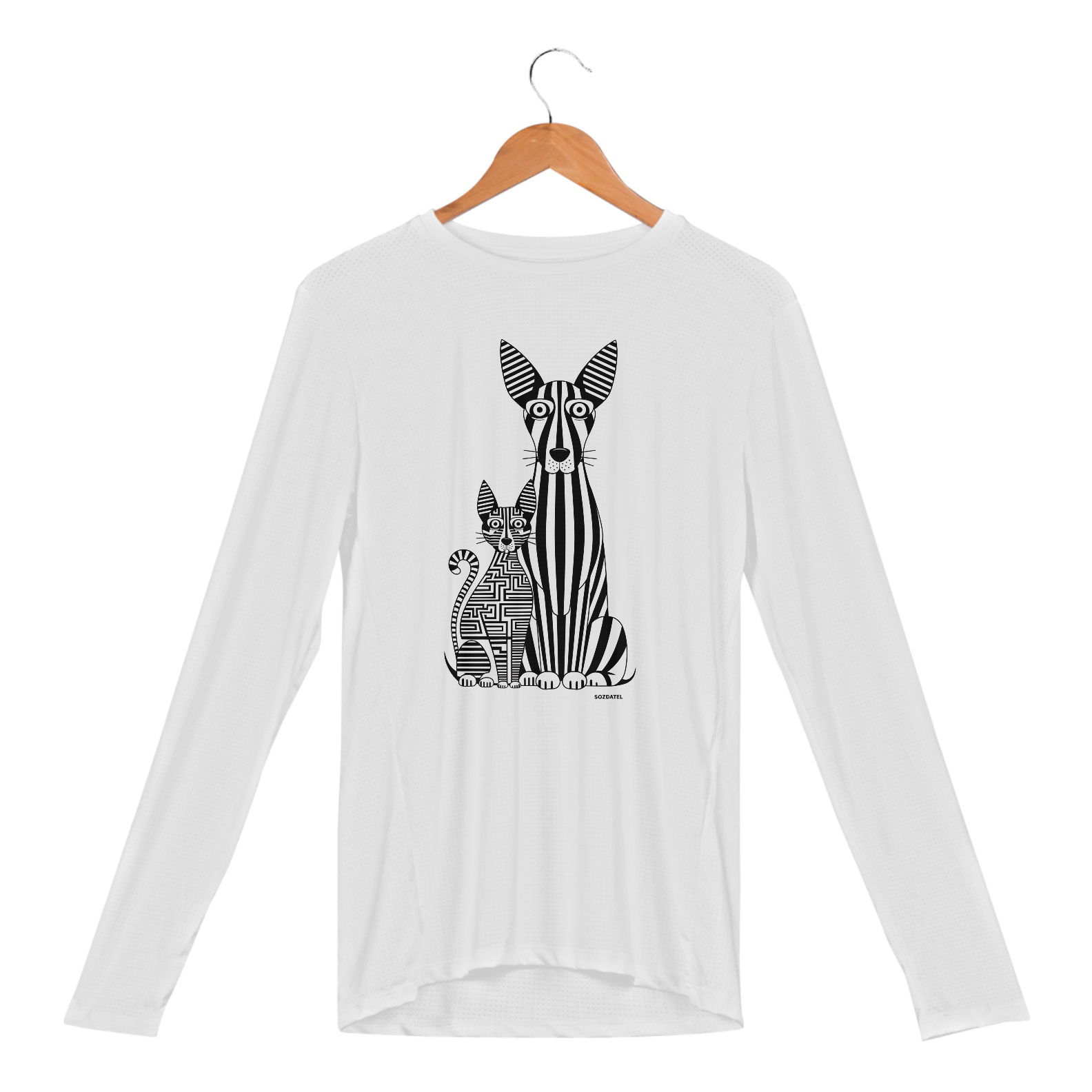 Camisa Manga Longa Sport Dry UV Estampa Gato Cão Linhas