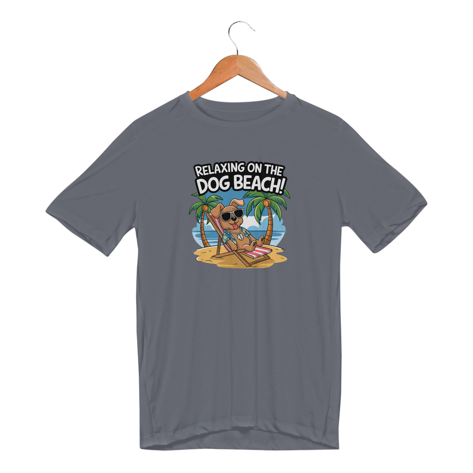 Camiseta Sport Dry UV Estampa Cao na Praia Relax