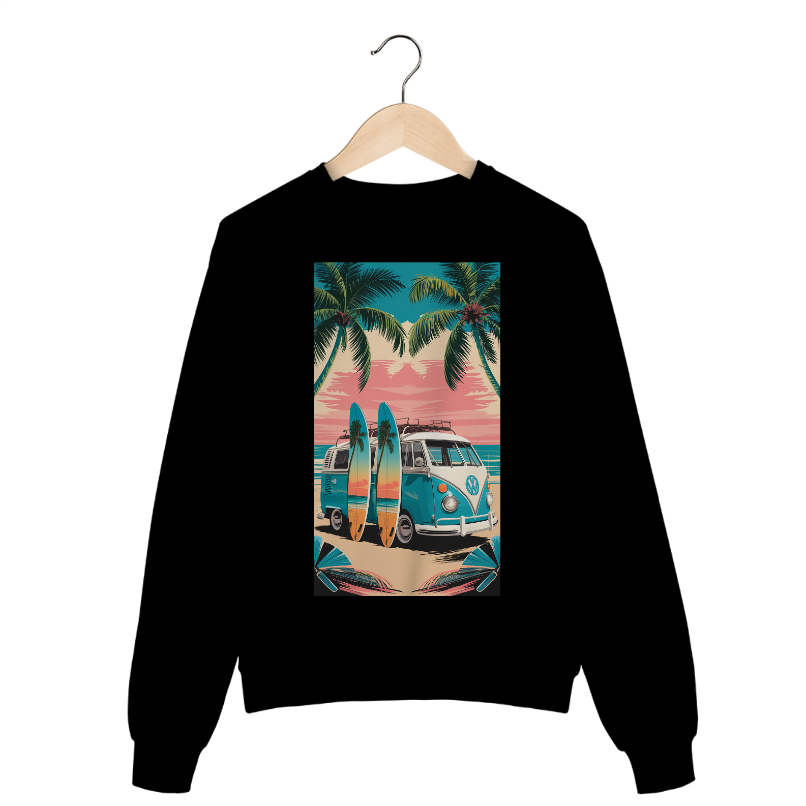 Moletom Fechado Estampa Surf  Van Praia