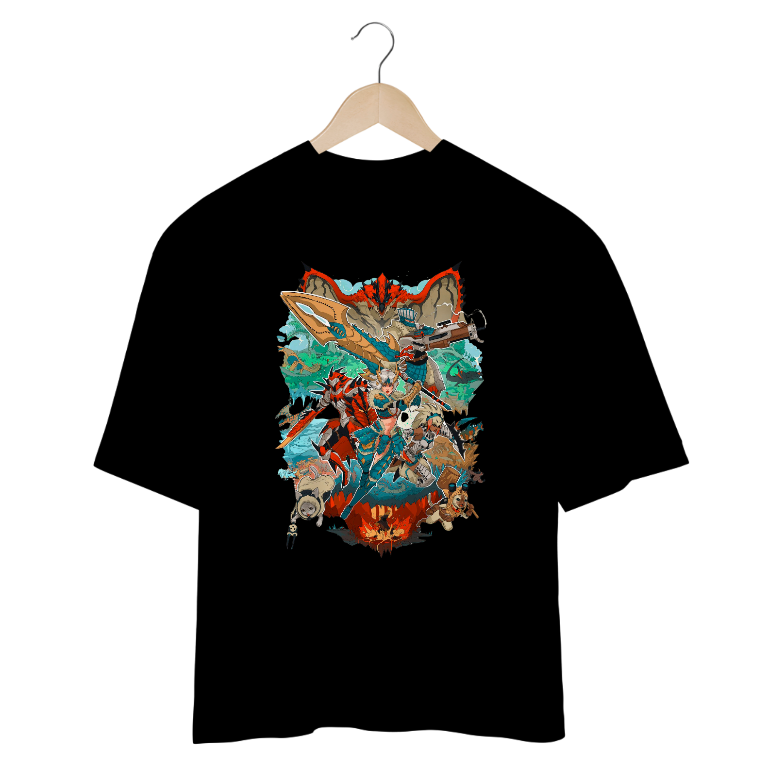 Camiseta Oversized - A Caçada Começa - Monster Hunter
