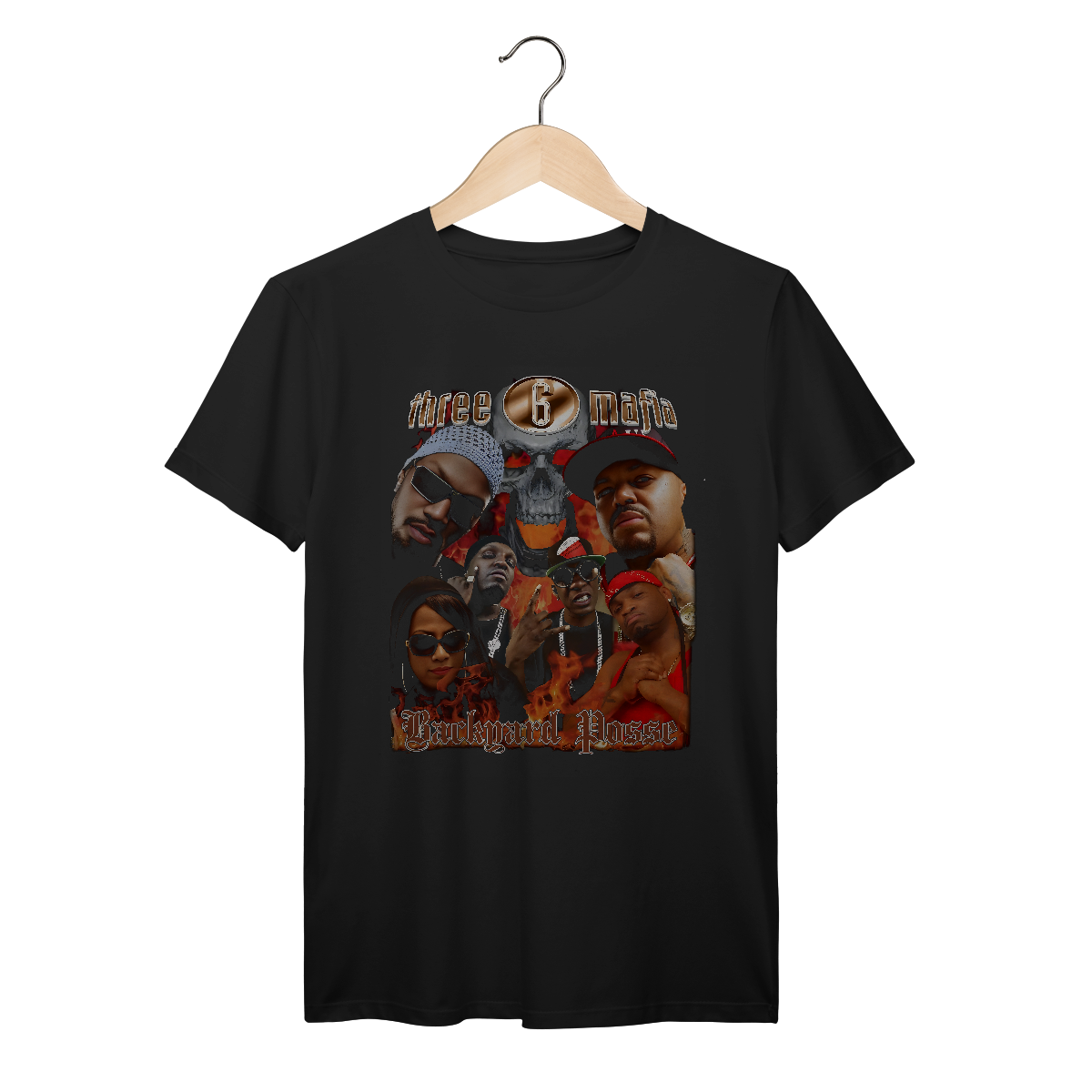 Camiseta Premium Three 6 Mafia - Backyard Posse - Coleção Rap