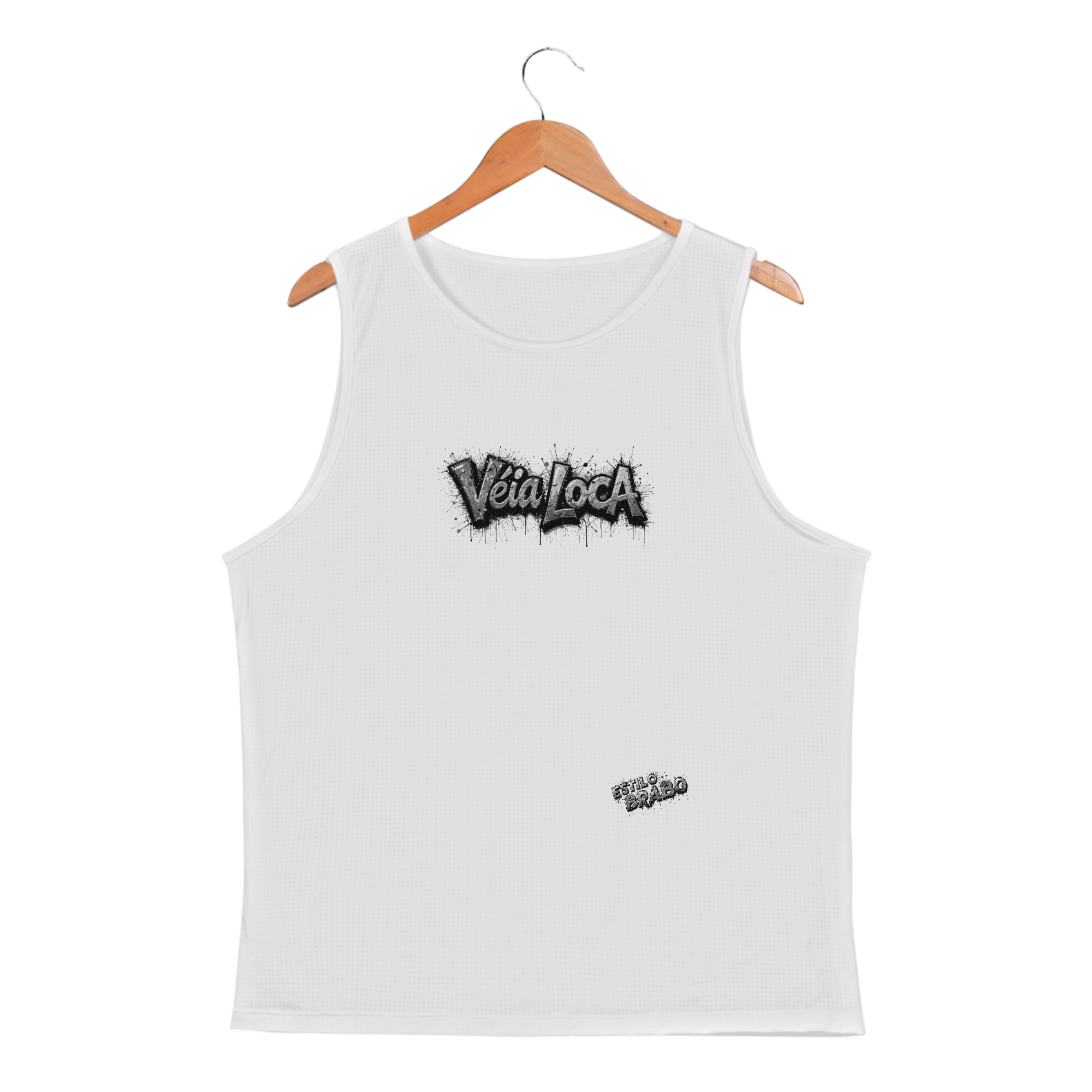 [Sport UV] Regata Masculina Dry Fit Véia Loca - Branca/Prata