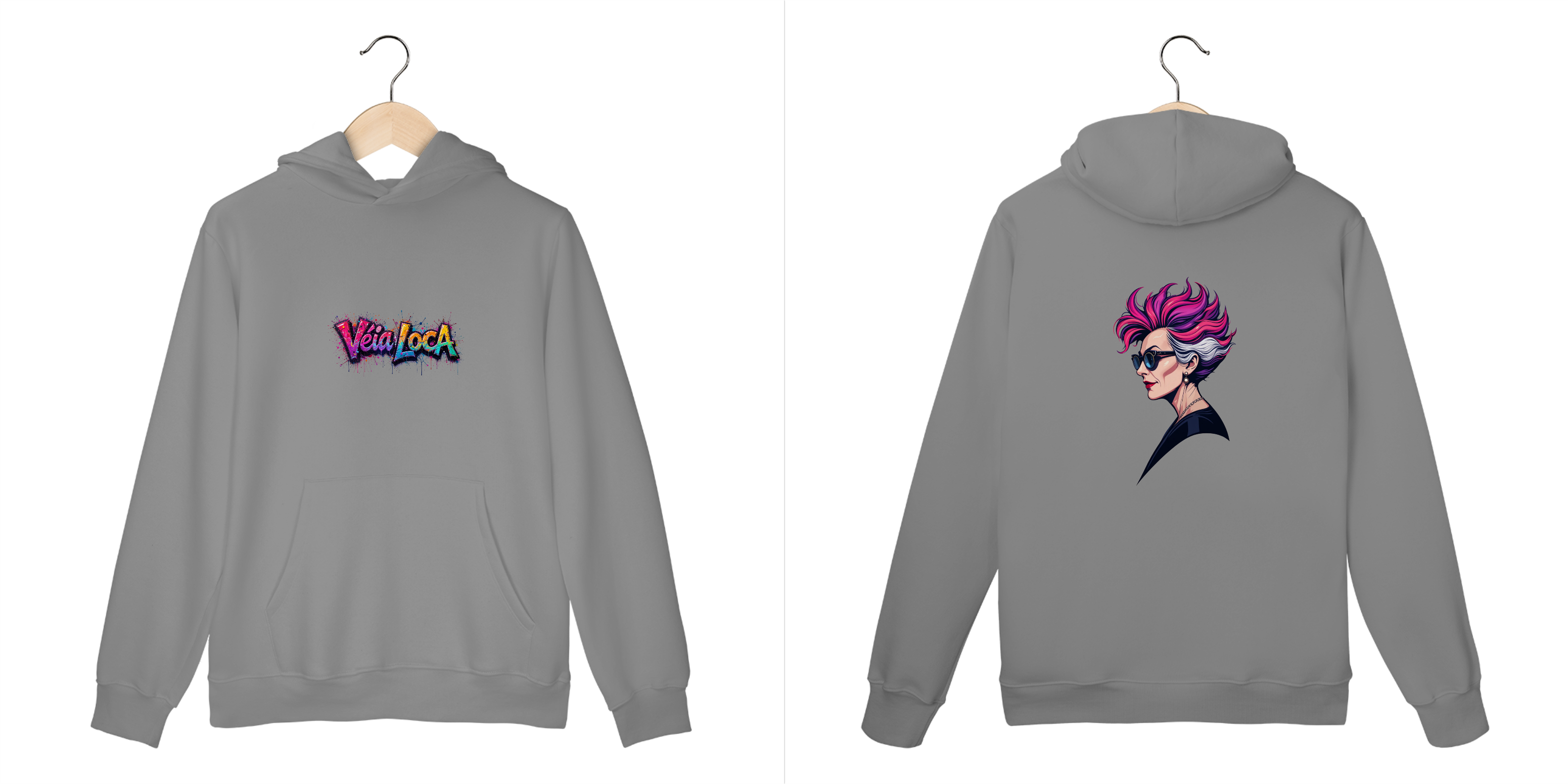 [Quality] Moletom Canguru Véia Loca - Estilo sem Frescura, Conforto sem Igual (Frente e Costas)