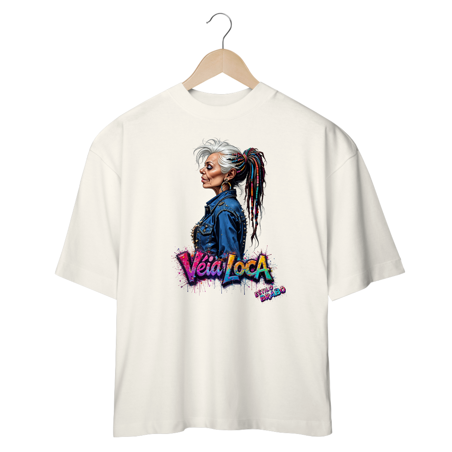 [Oversized] Camiseta Véia Loca Estilosa (Frente)