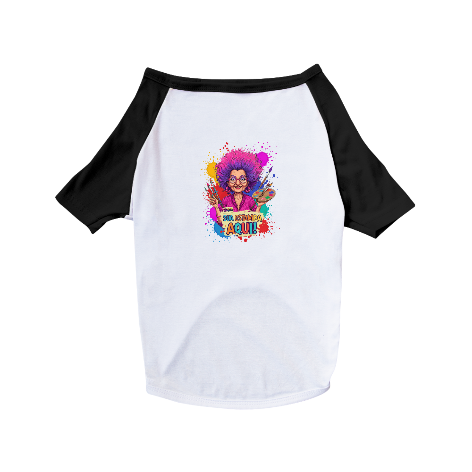 [PERSONALIZÁVEL] Modelo de Camisa para Cães Personalizada - Pet Dog (Cores Branco com Preto, Branco com amarelo-ouro, branco com rosa-pink)