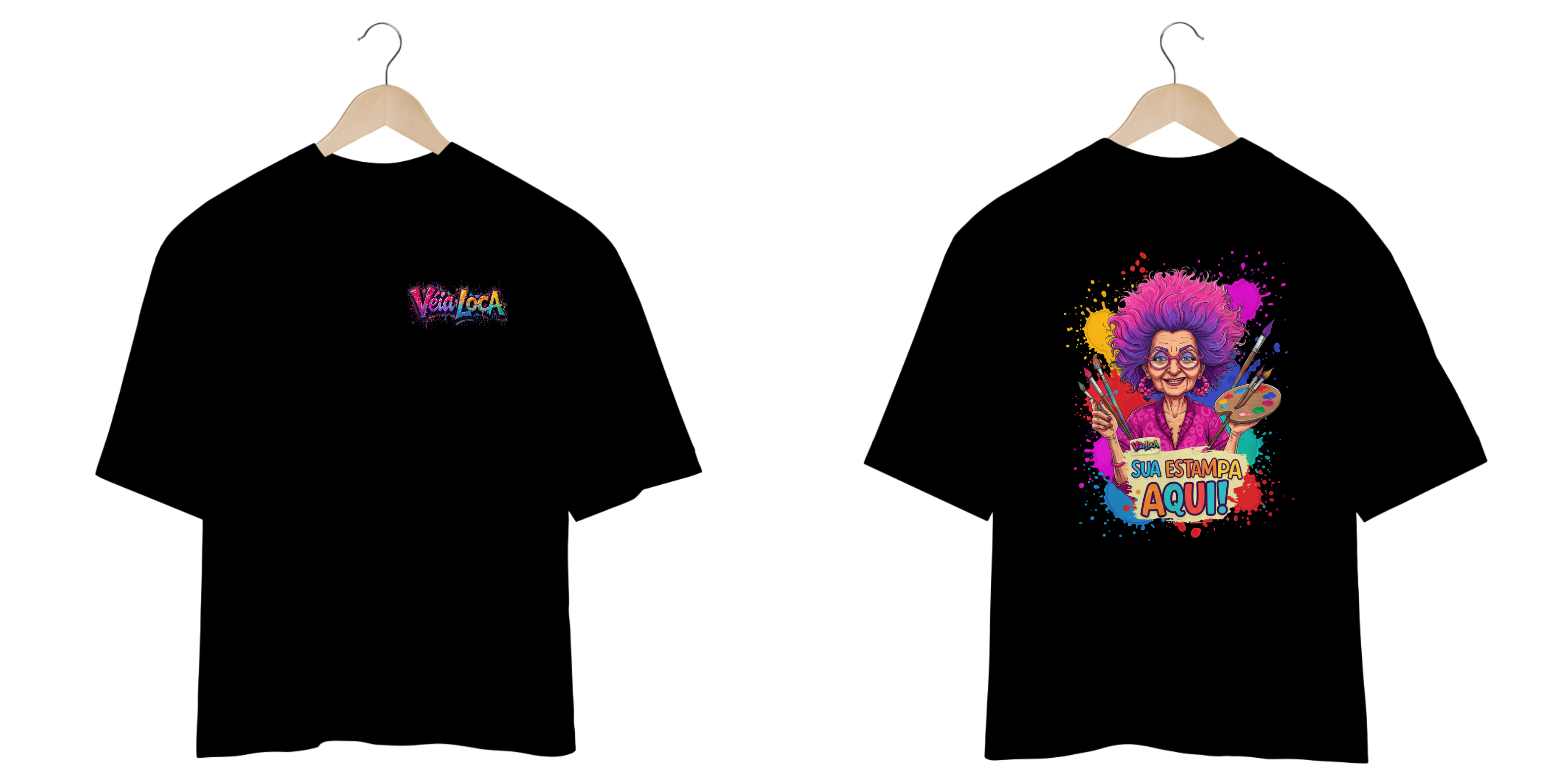 [PERSONALIZÁVEL] Modelo de Camiseta Oversized Personalizada - Estampa frente E costas