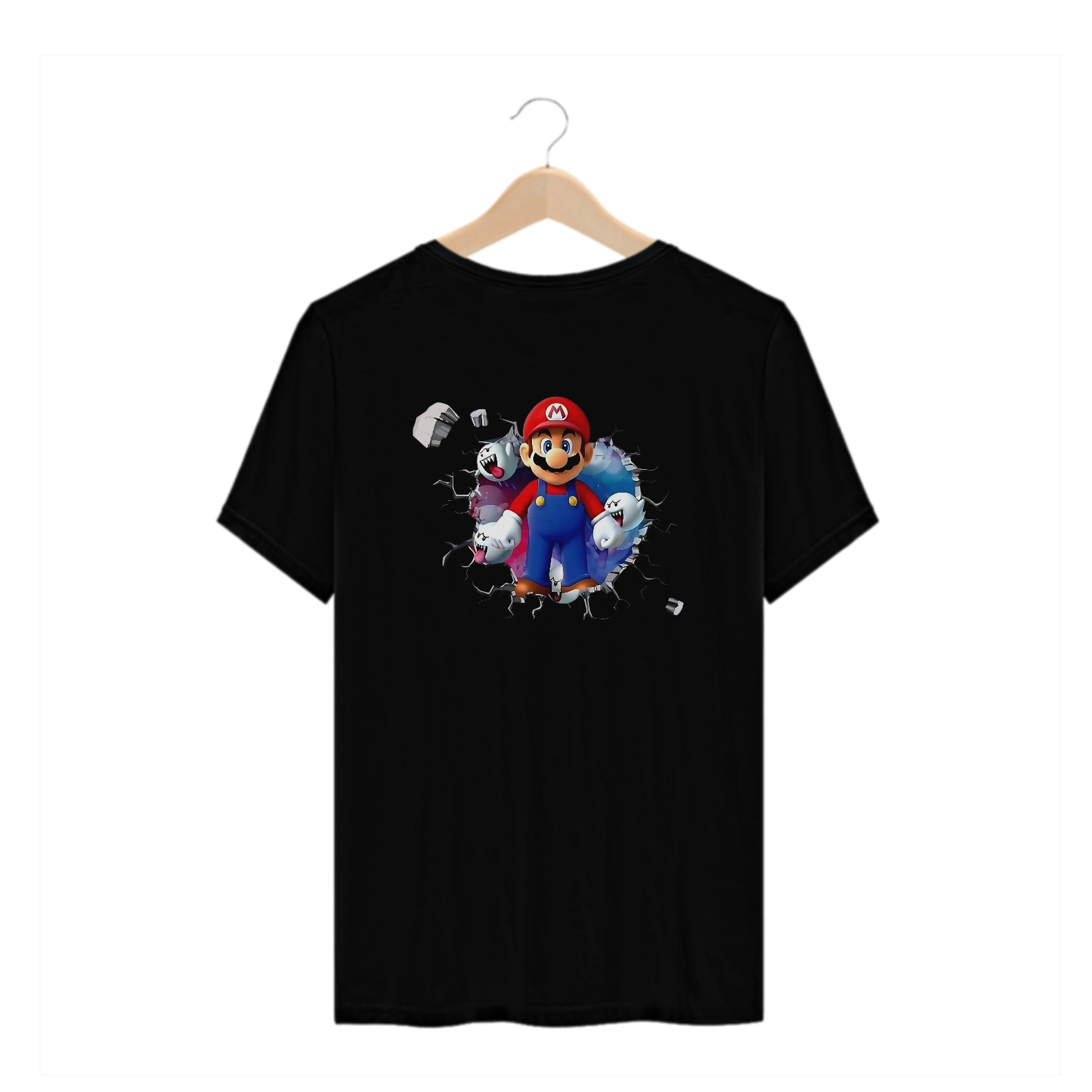 [Plus Size] Camiseta Super Mario/Boo saindo da parede!