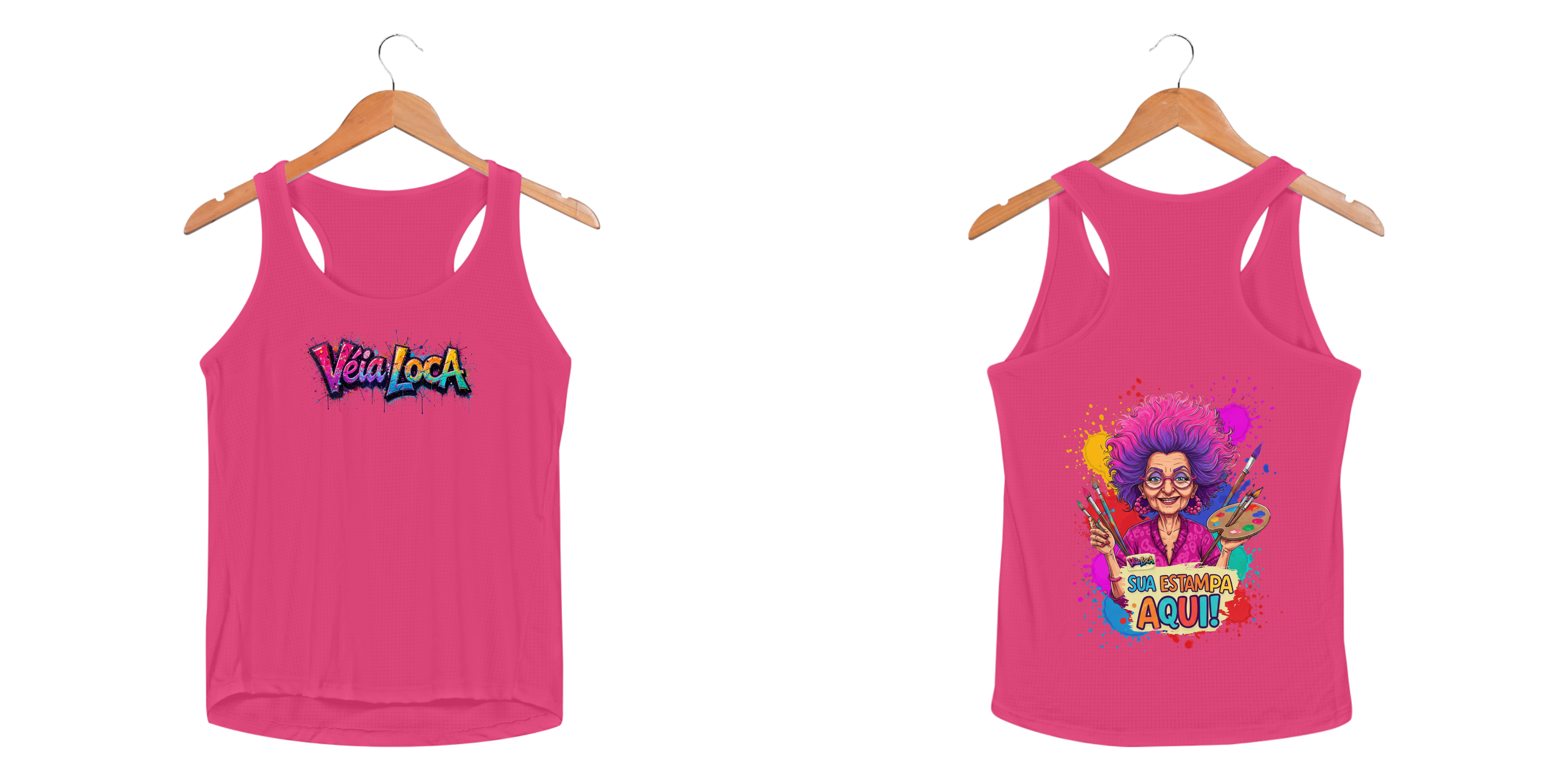 [PERSONALIZÁVEL] Modelo de Camiseta Regata Feminina SPORT DRY FIT UV Personalizada - Estampa na Frente E nas Costas