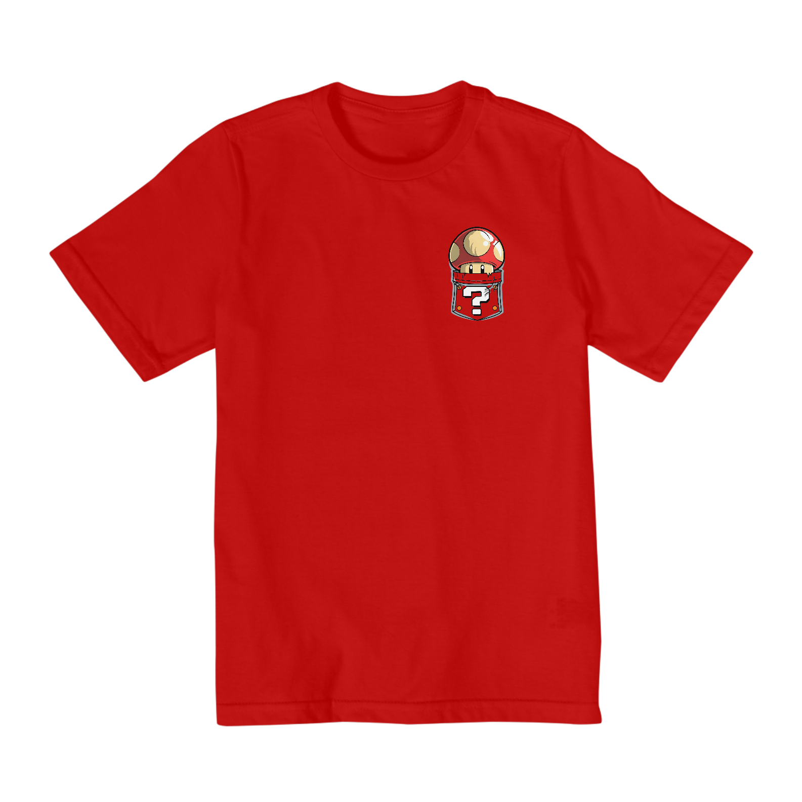 [Infantil] Camiseta Super Mushroom de Bolso (2 a 8 anos)