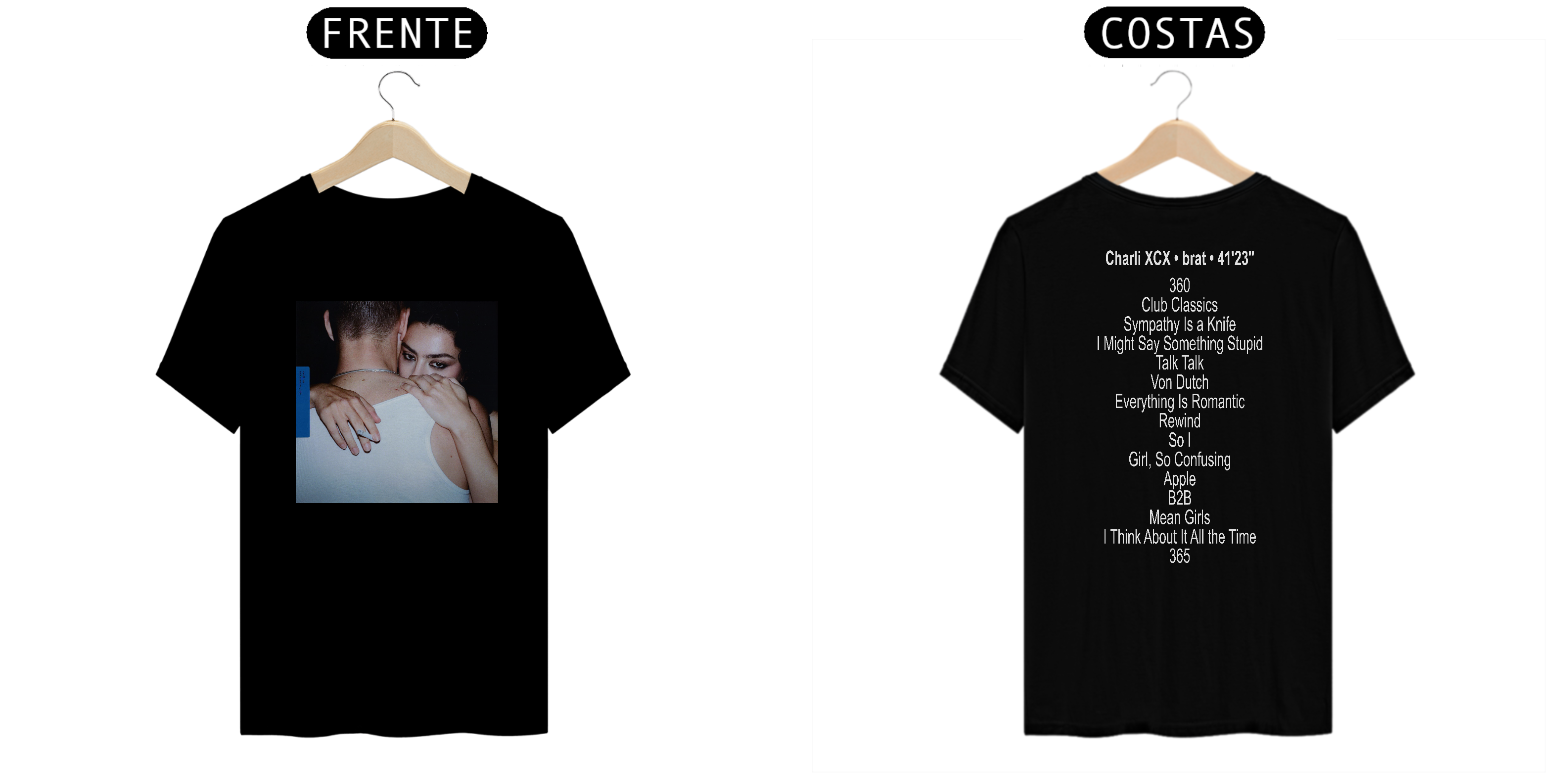 Camiseta Frente e Costas Charli XCX - Club Classics x B2B + Brat Tracklist