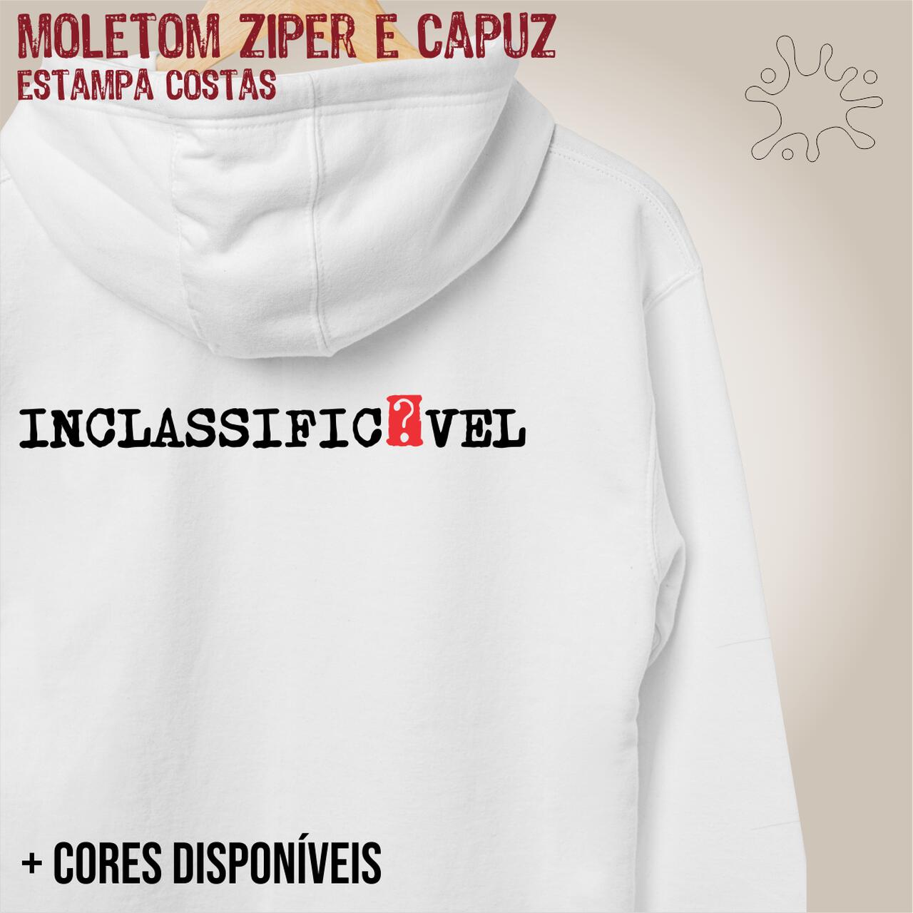 Moletom zíper Inclassificável (preto)