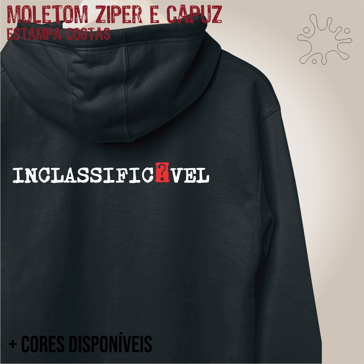 Moletom zíper Inclassificável (branco)