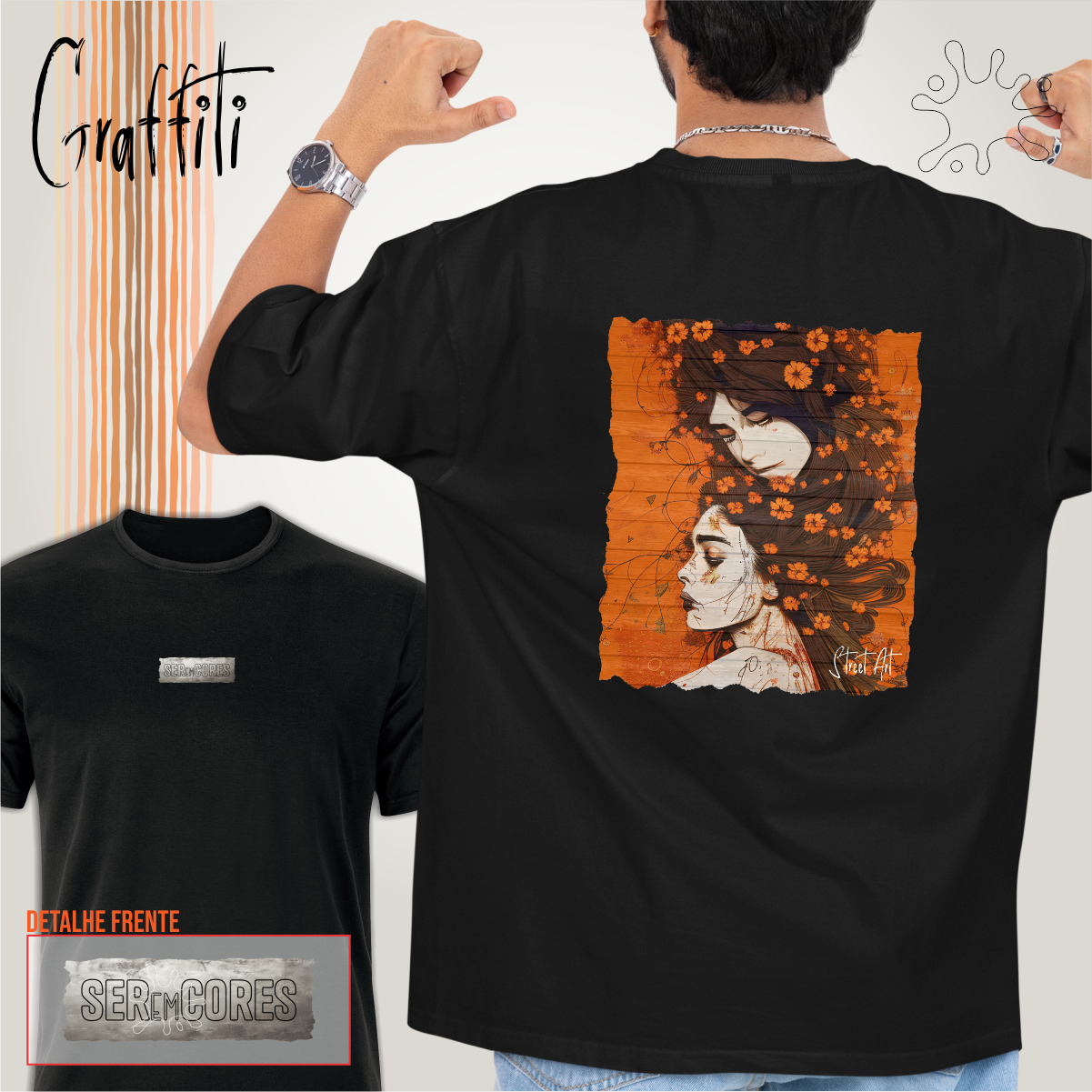 Camiseta Costas Graffiti Irmãs de Alma