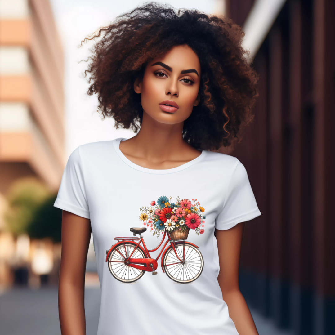 Camiseta - Bicicleta Flores