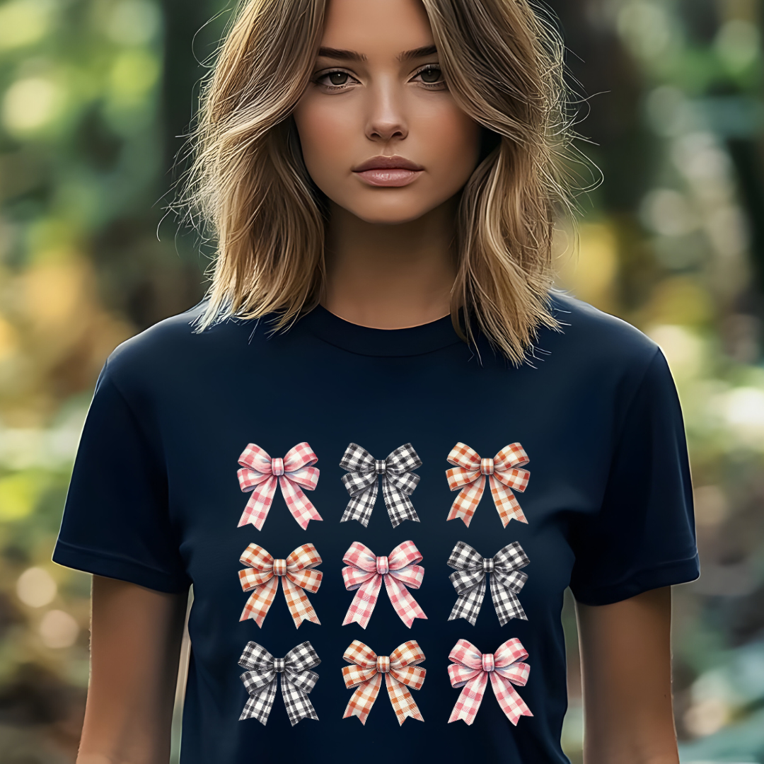 Camiseta - Laços Xadrez