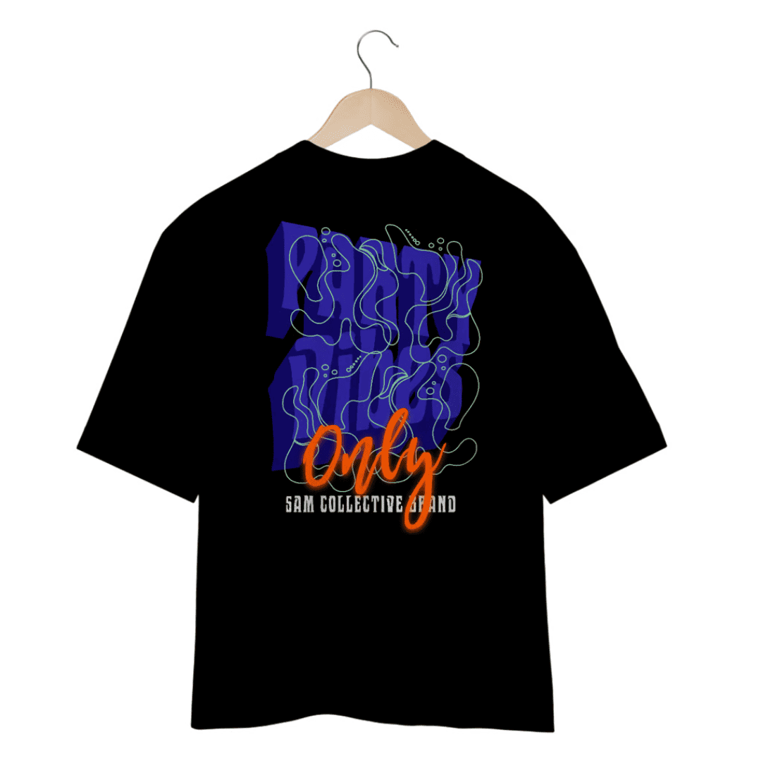 Camiseta Oversized Party Vibes - Preto