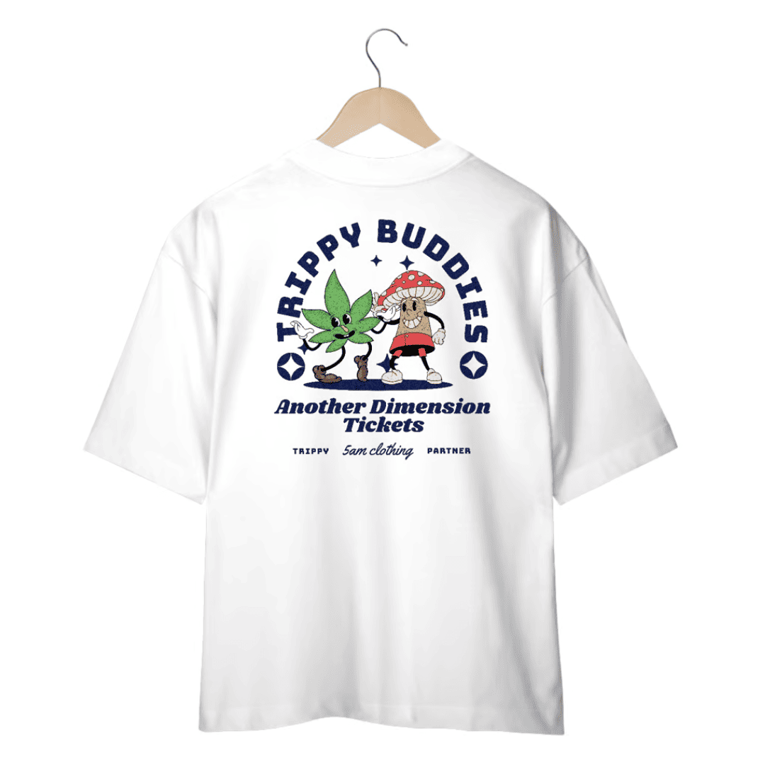 Camiseta Oversized Trippy Buddies - Branco