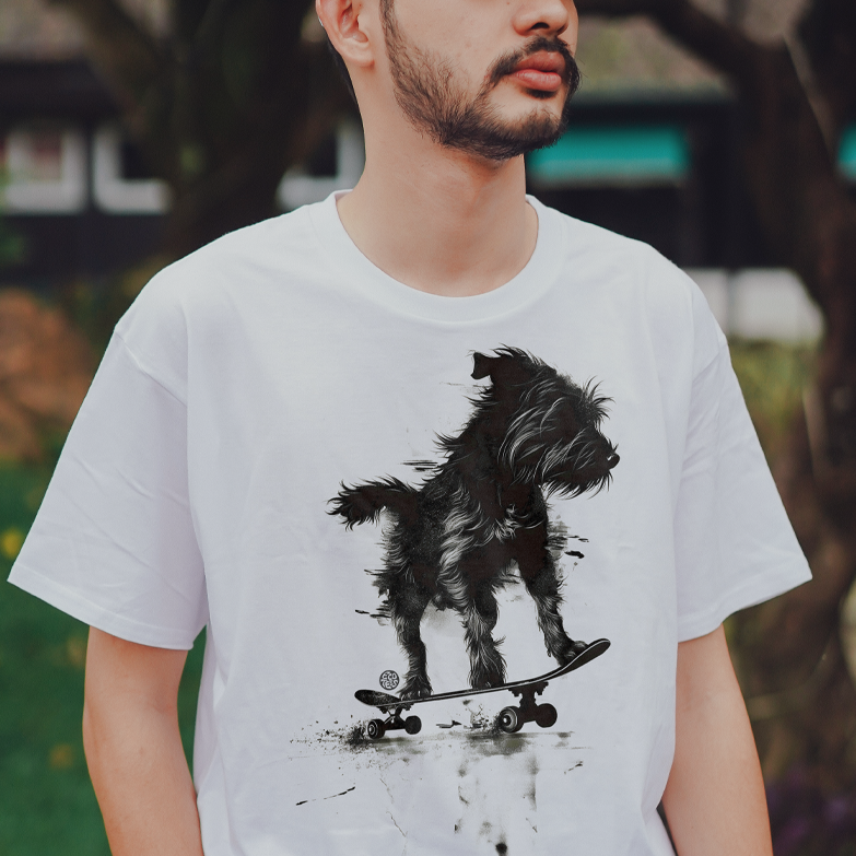Camiseta Pets - Schnauzer no Skate PB - Unisex