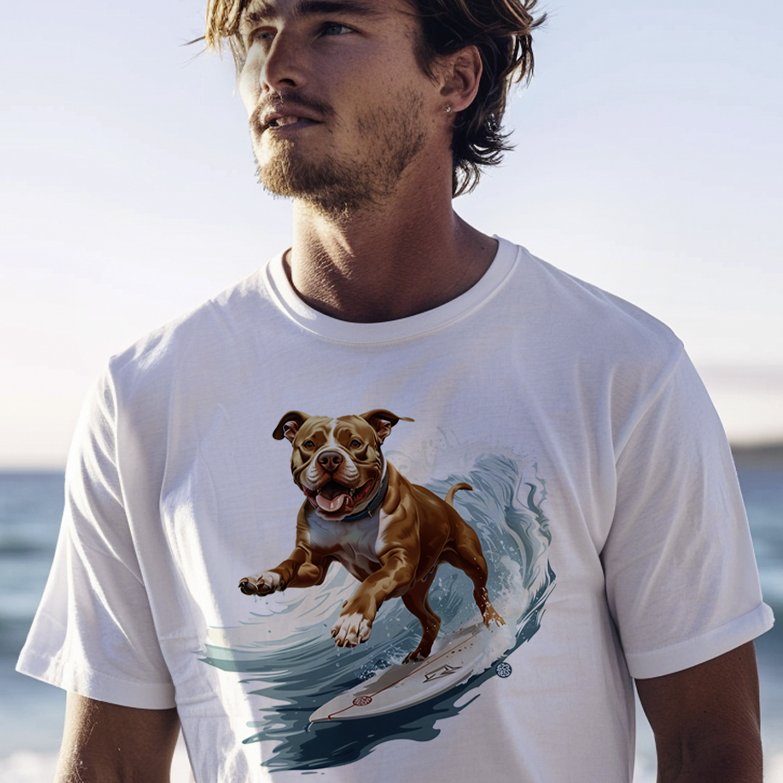 Camiseta Pets - Pitbull Surf - Unissex