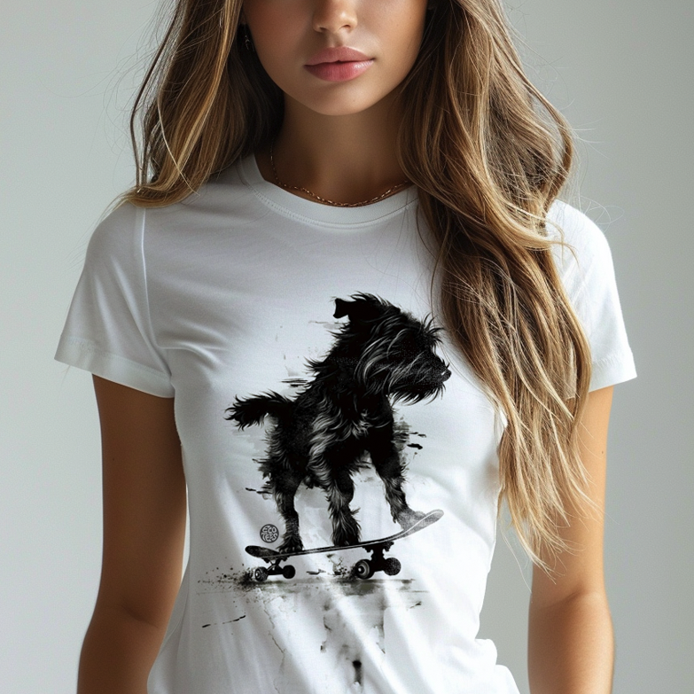 Camiseta Baby Long Pets - Schnauzer no Skate PB