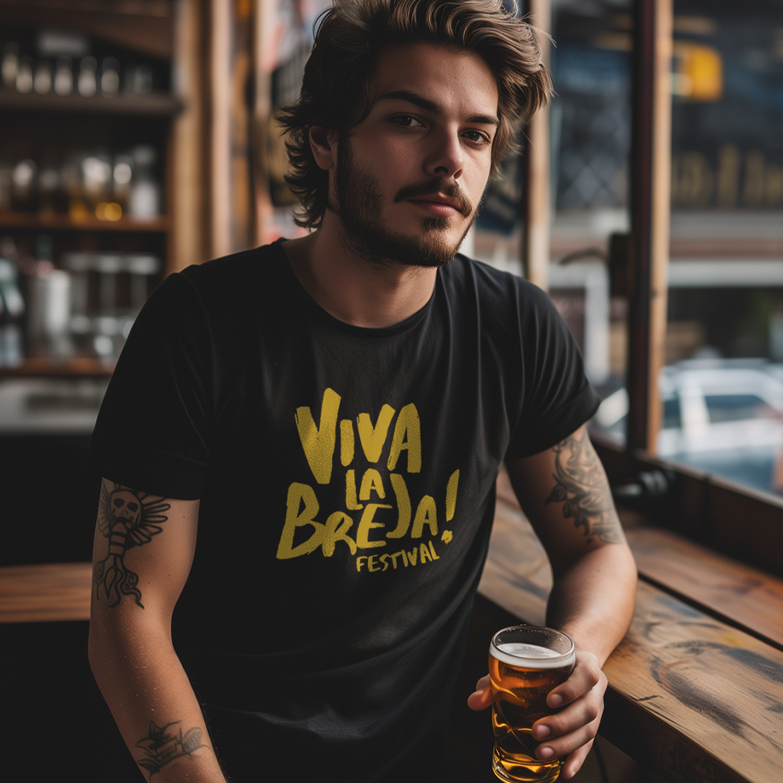 Camiseta Preta Viva La Breja - Unissex
