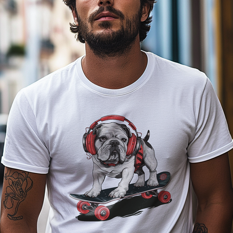 Camiseta Pets - Bulldog no Skate Color - Unissex