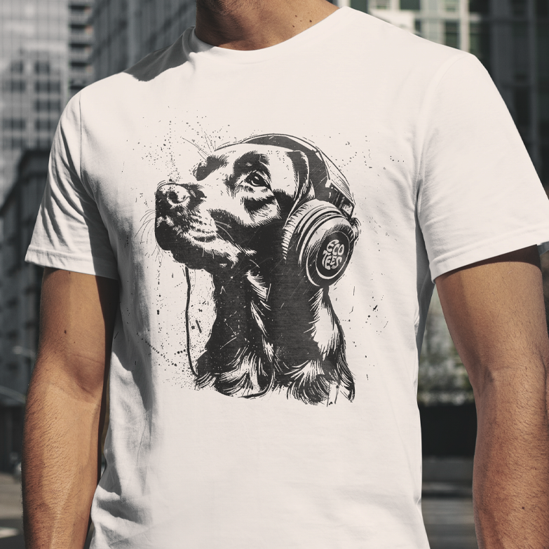 Camiseta Pets - Labrador Ouvindo Música - Unissex