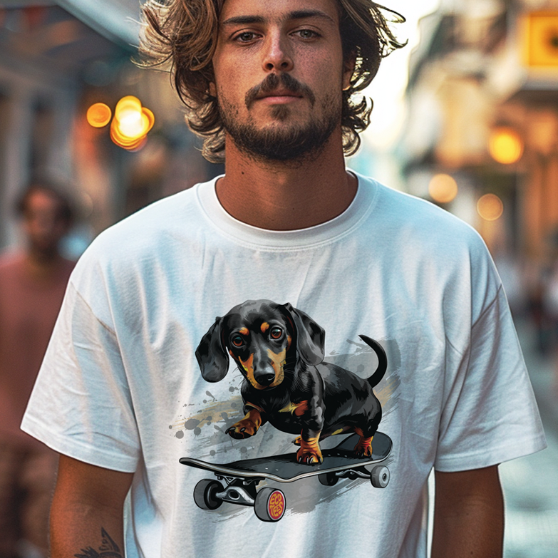Camiseta Pets - Dachshund Skate - Unissex