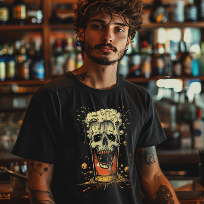 Camiseta Cerveja - Caveira Copo - Unissex