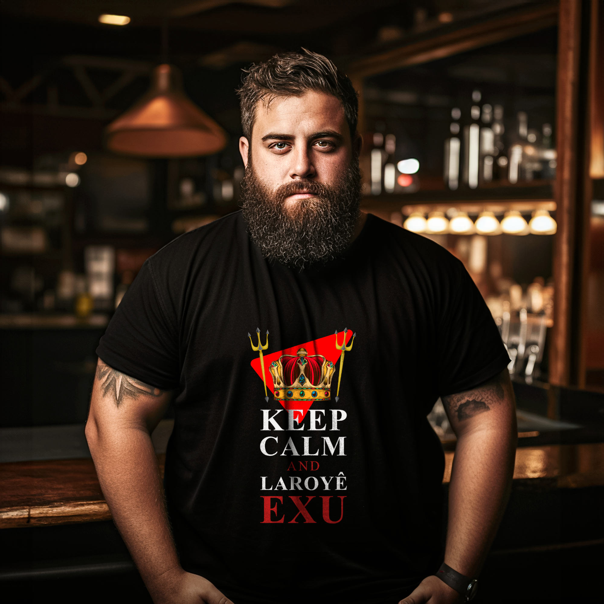 Camiseta Plus Size Unissex Keep Calm and Laroyê Exu
