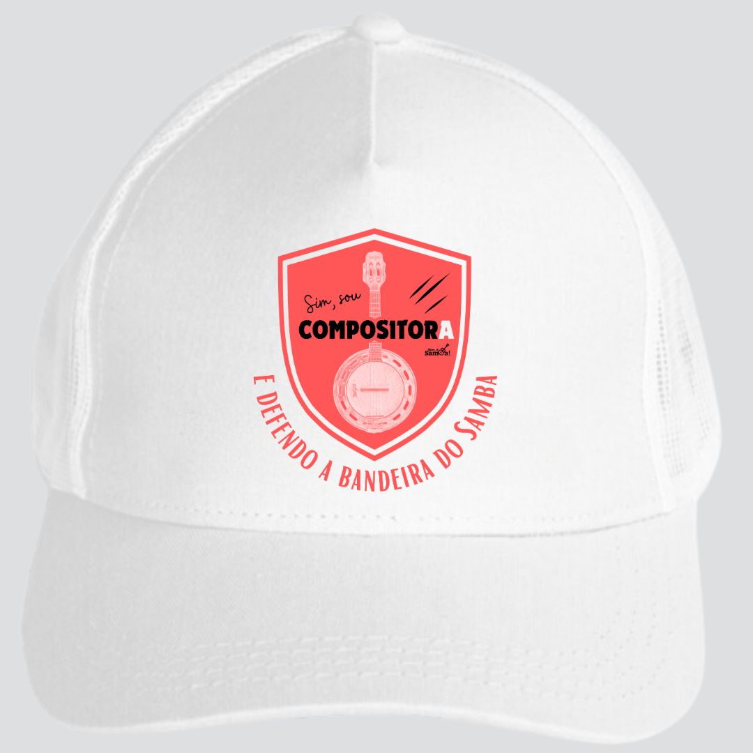 Boné Americano com Tela - Sim Sou Compositora e Defendo a Bandeira do Samba
