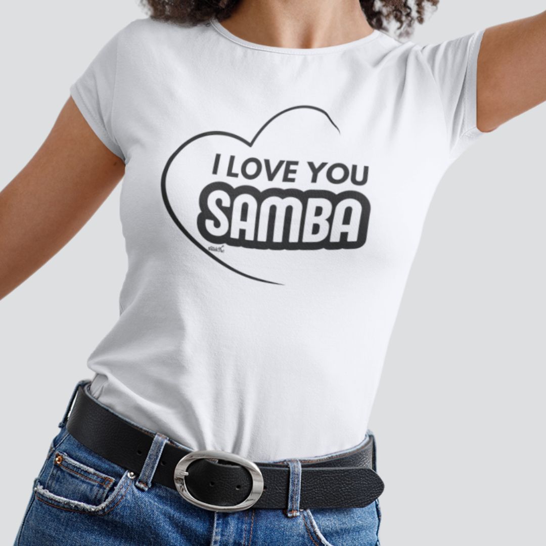 Camiseta Baby Long Quality Feminina - I Love You Samba