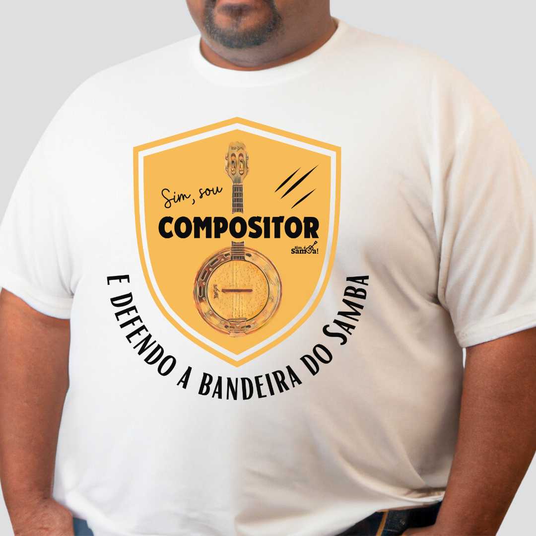 Camiseta Plus Size - Sim Sou Compositor e Defendo a Bandeira do Samba