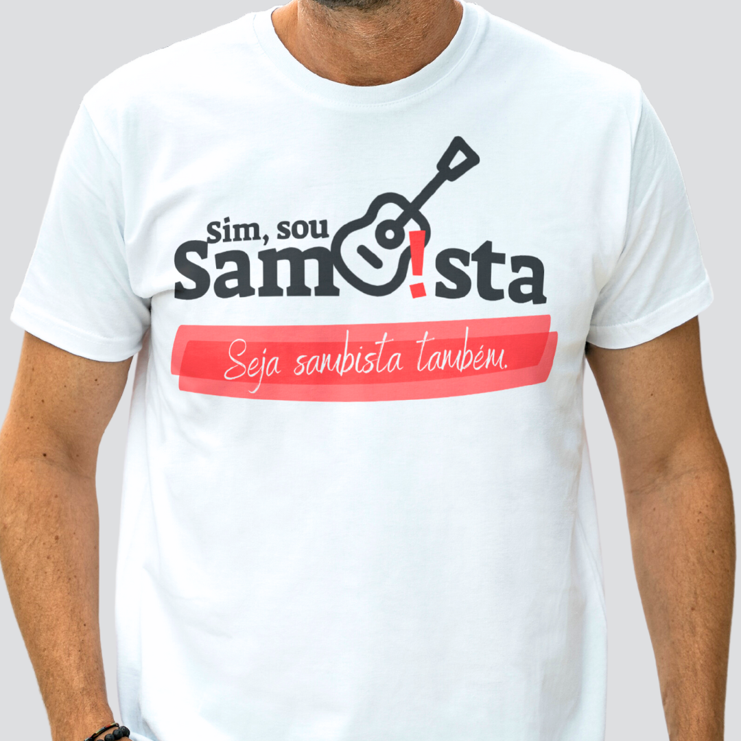 Camiseta Clássica Masculina - Sim Sou sambista Seja Sambista Também